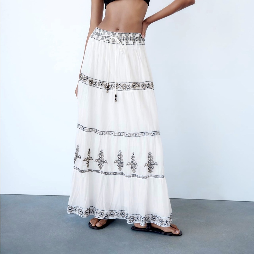 COPY - Zara Embroidered Midi Skirt